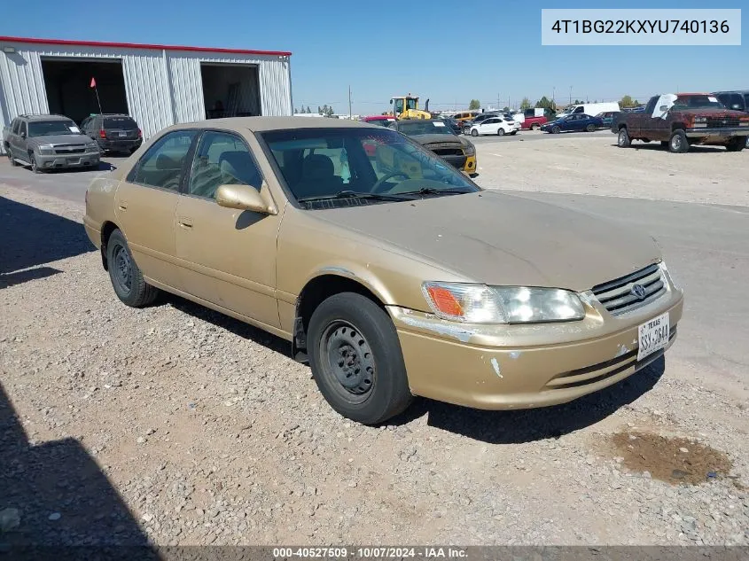 2000 Toyota Camry Ce VIN: 4T1BG22KXYU740136 Lot: 40527509