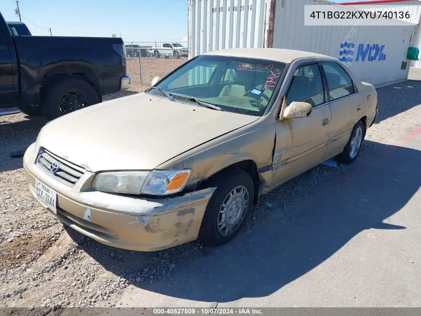 2000 Toyota Camry Ce VIN: 4T1BG22KXYU740136 Lot: 40527509