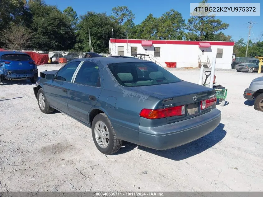 2000 Toyota Camry Ce/Le/Xle VIN: 4T1BG22K2YU975372 Lot: 40535711