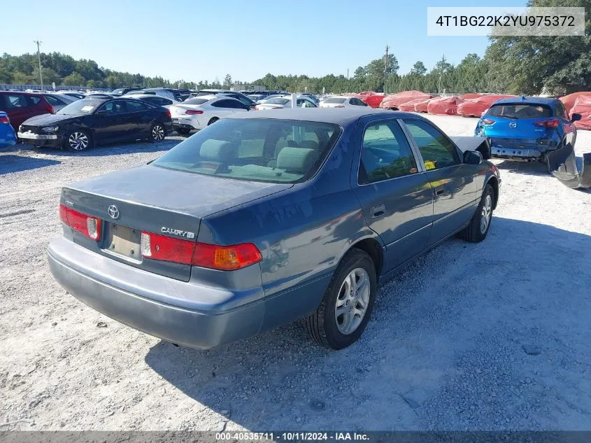 2000 Toyota Camry Ce/Le/Xle VIN: 4T1BG22K2YU975372 Lot: 40535711