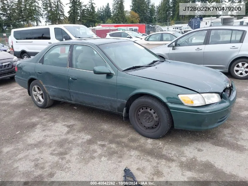 2000 Toyota Camry Le VIN: JT2BG22K7Y0479200 Lot: 40542262