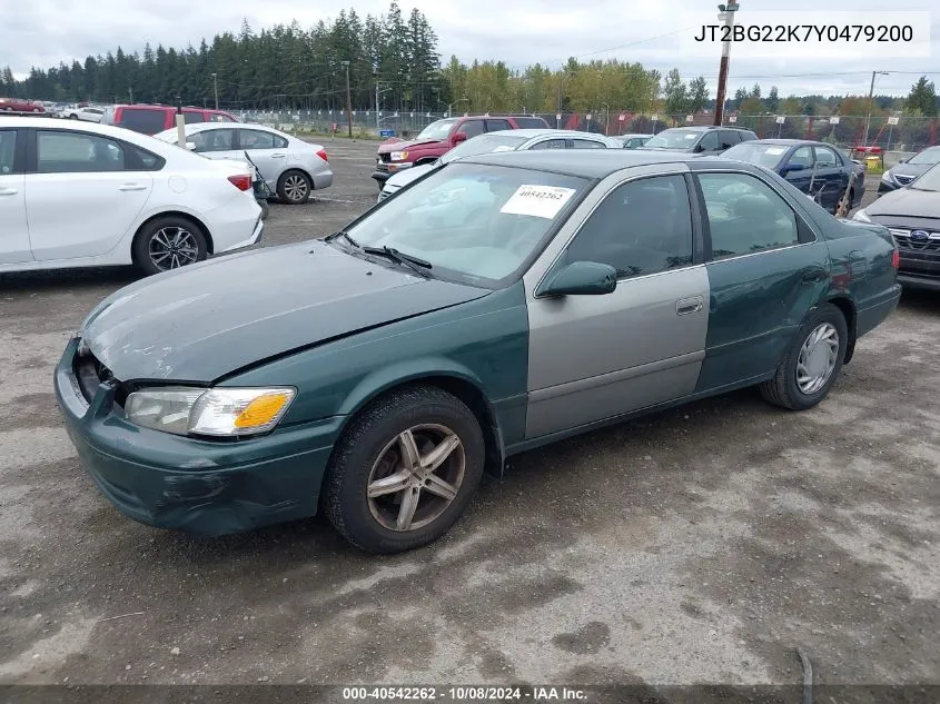 2000 Toyota Camry Le VIN: JT2BG22K7Y0479200 Lot: 40542262