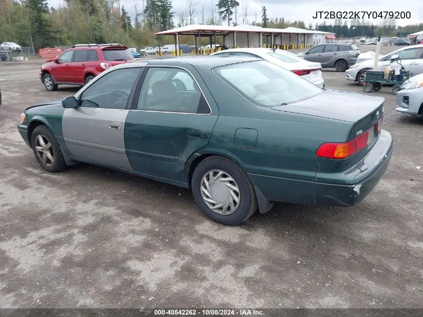 2000 Toyota Camry Le VIN: JT2BG22K7Y0479200 Lot: 40542262