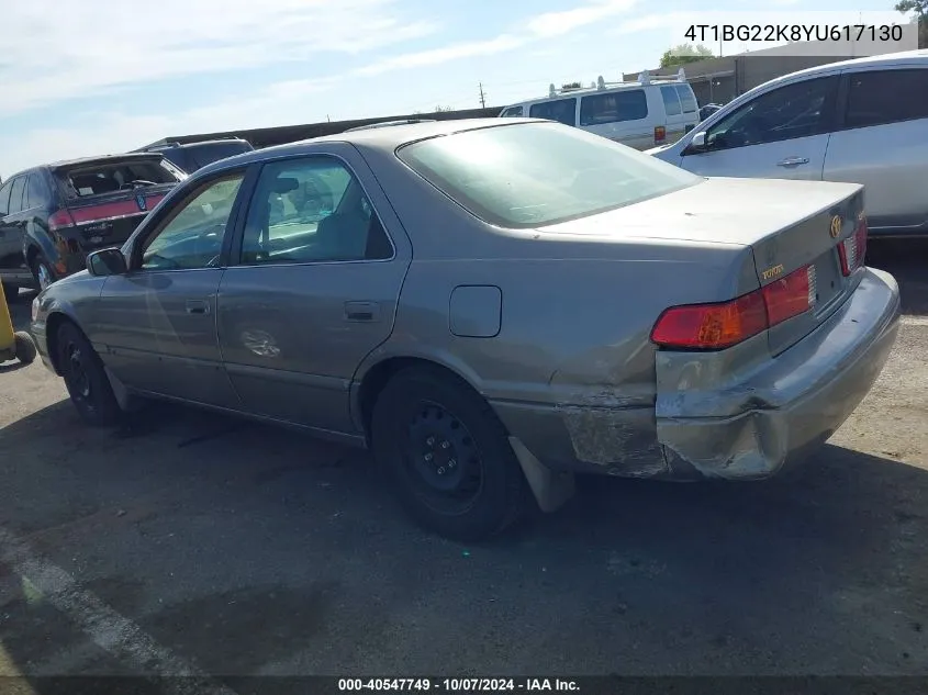 2000 Toyota Camry Le VIN: 4T1BG22K8YU617130 Lot: 40547749