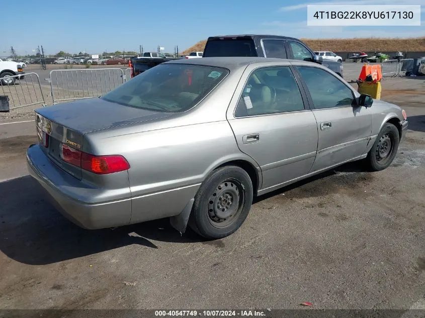 2000 Toyota Camry Le VIN: 4T1BG22K8YU617130 Lot: 40547749