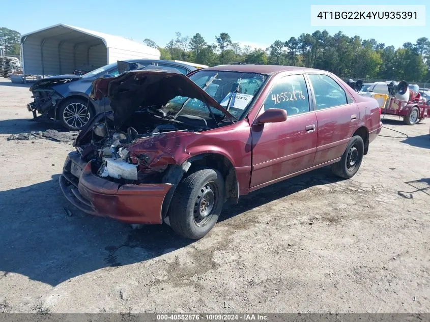 2000 Toyota Camry Ce VIN: 4T1BG22K4YU935391 Lot: 40552876