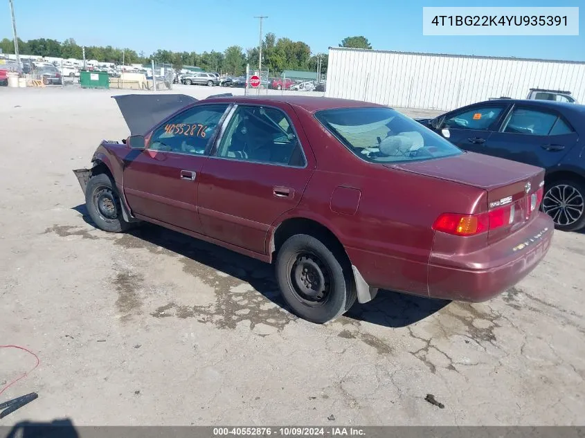 2000 Toyota Camry Ce VIN: 4T1BG22K4YU935391 Lot: 40552876