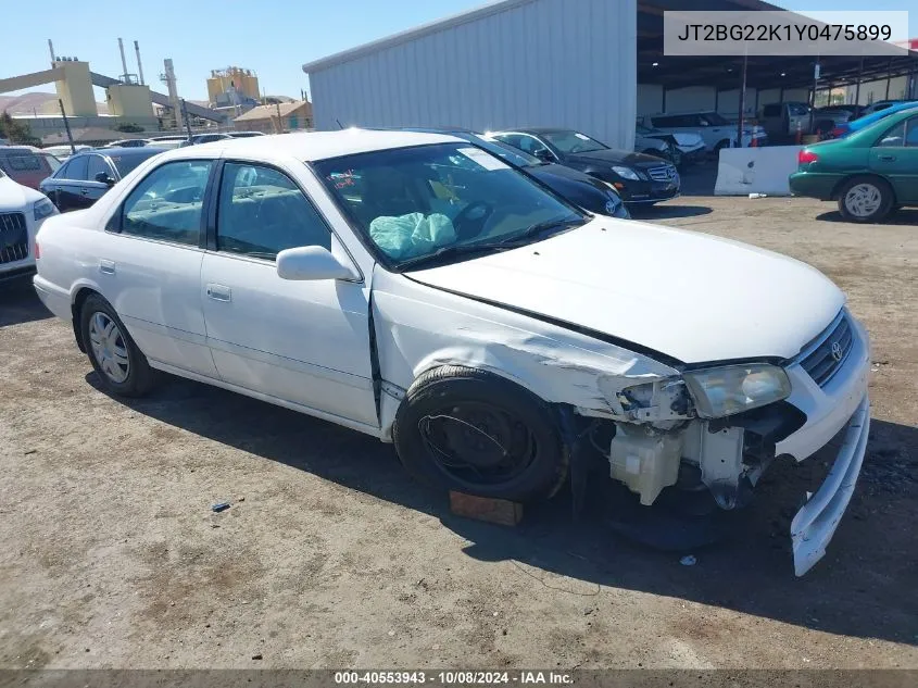 2000 Toyota Camry Le VIN: JT2BG22K1Y0475899 Lot: 40553943