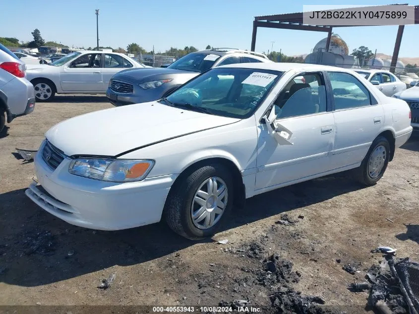 2000 Toyota Camry Le VIN: JT2BG22K1Y0475899 Lot: 40553943