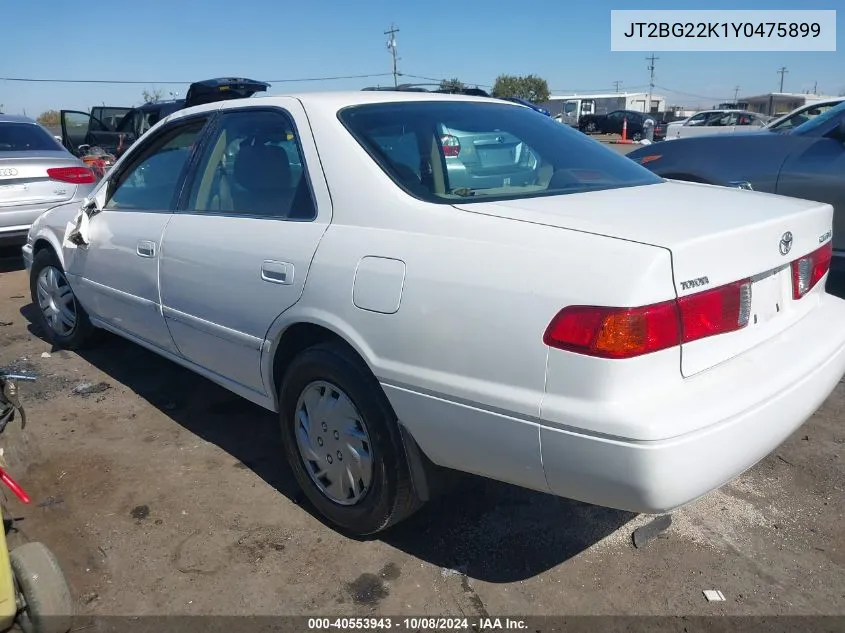 2000 Toyota Camry Le VIN: JT2BG22K1Y0475899 Lot: 40553943