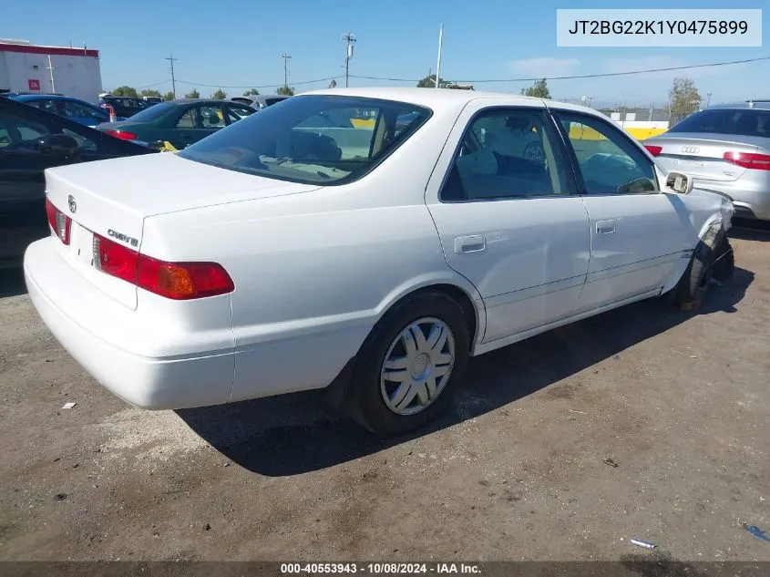 2000 Toyota Camry Le VIN: JT2BG22K1Y0475899 Lot: 40553943