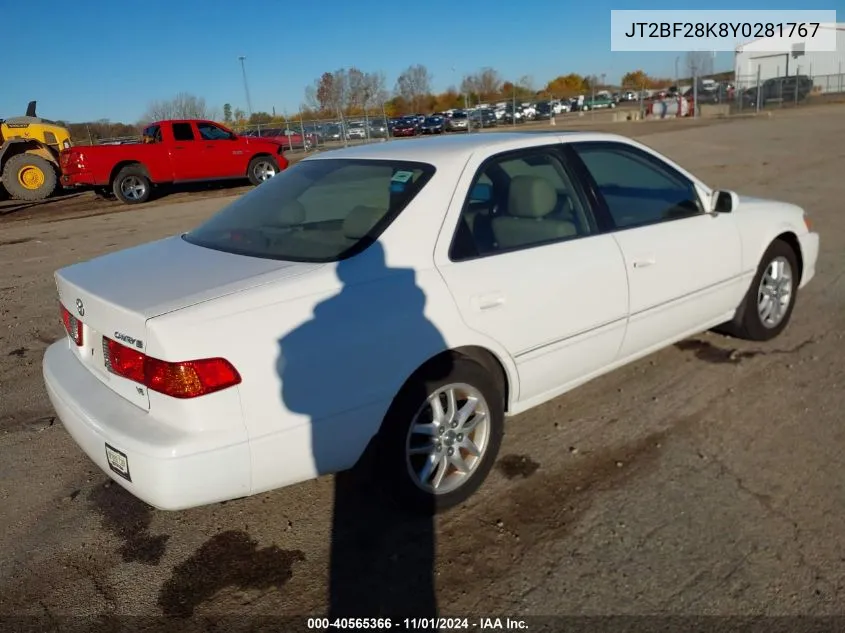 2000 Toyota Camry Xle V6 VIN: JT2BF28K8Y0281767 Lot: 40565366