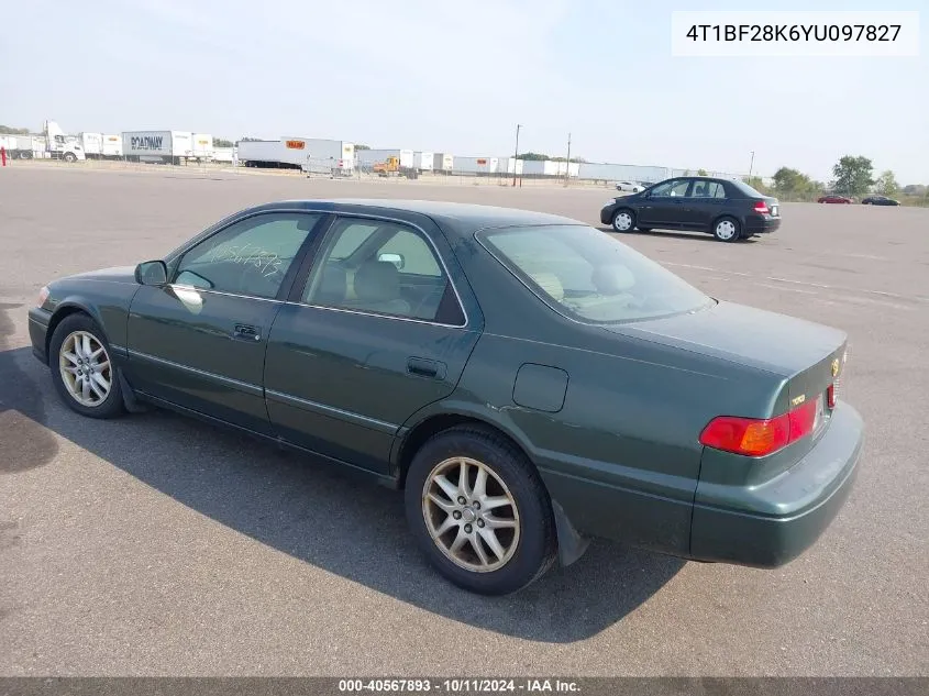 2000 Toyota Camry Xle V6 VIN: 4T1BF28K6YU097827 Lot: 40567893