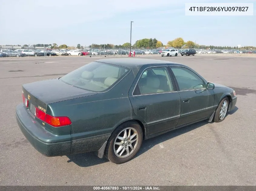 2000 Toyota Camry Xle V6 VIN: 4T1BF28K6YU097827 Lot: 40567893