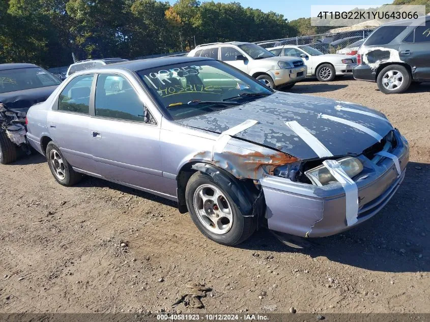 2000 Toyota Camry Ce VIN: 4T1BG22K1YU643066 Lot: 40581923