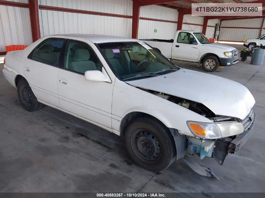 2000 Toyota Camry Le VIN: 4T1BG22K1YU738680 Lot: 40583267