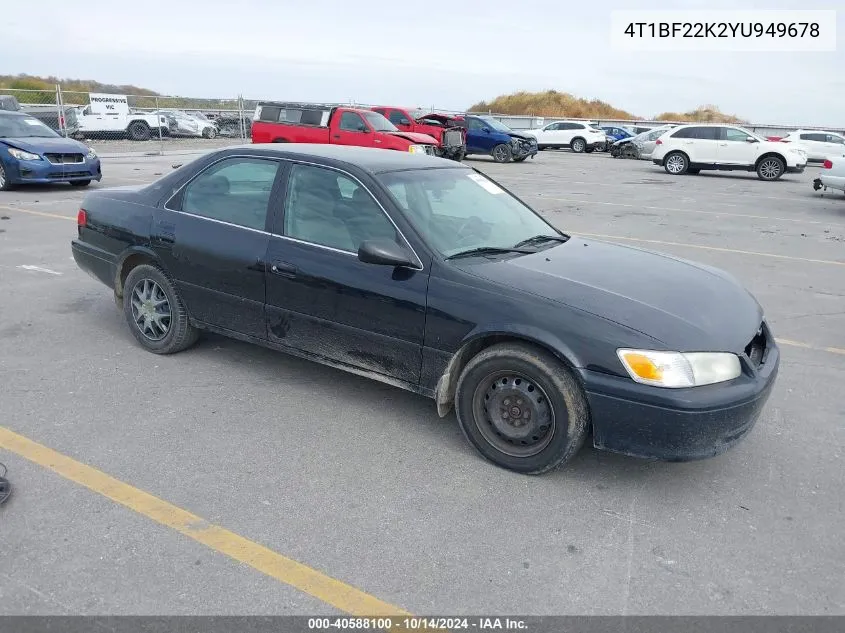 2000 Toyota Camry Le V6 VIN: 4T1BF22K2YU949678 Lot: 40588100