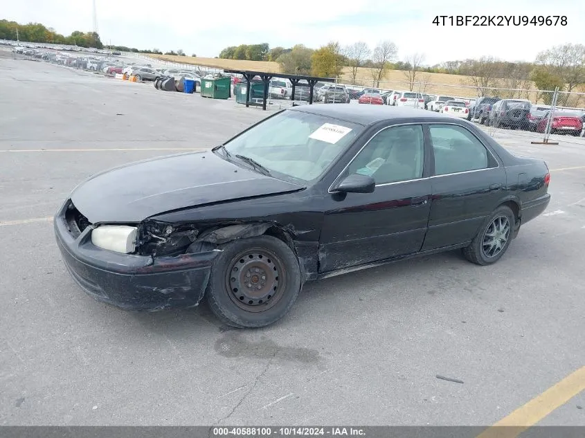 2000 Toyota Camry Le V6 VIN: 4T1BF22K2YU949678 Lot: 40588100