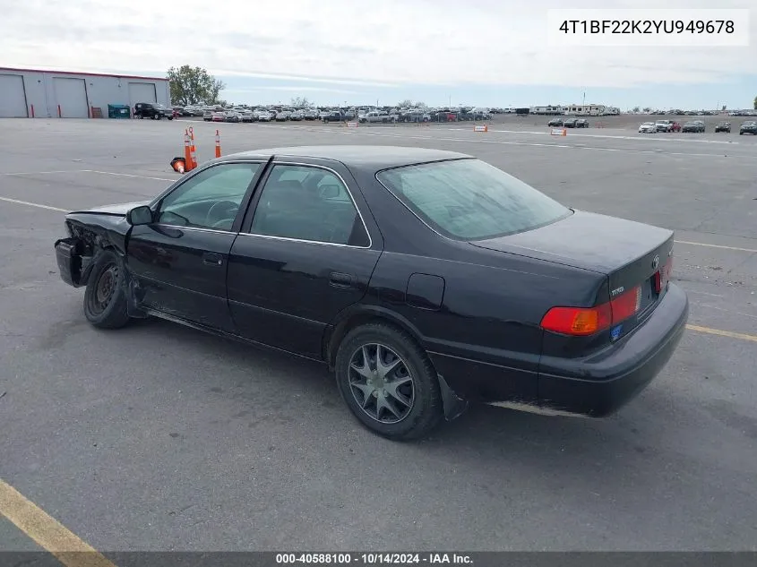 2000 Toyota Camry Le V6 VIN: 4T1BF22K2YU949678 Lot: 40588100