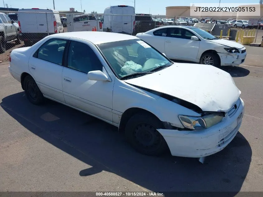 2000 Toyota Camry Ce/Le/Xle VIN: JT2BG22K2Y0505153 Lot: 40588527