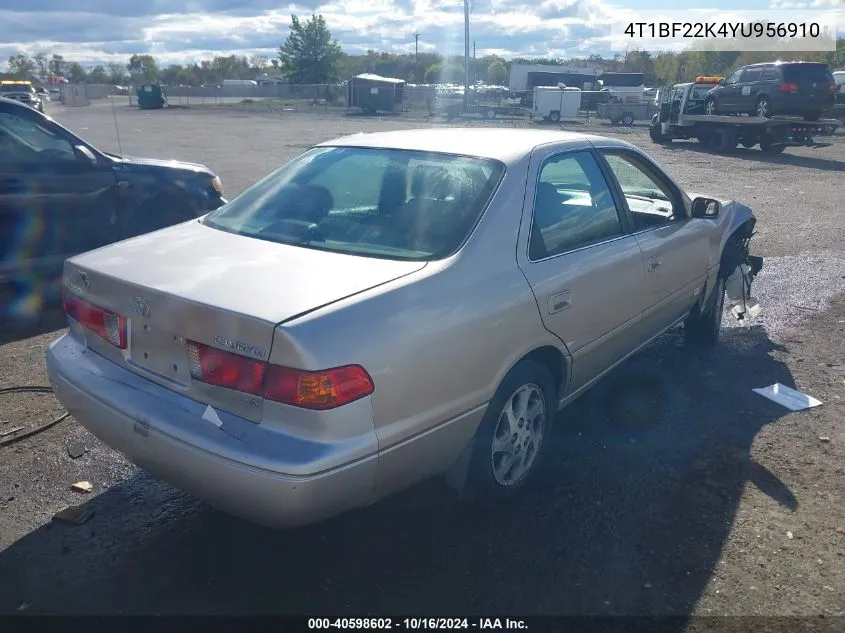 2000 Toyota Camry Le V6 VIN: 4T1BF22K4YU956910 Lot: 40598602