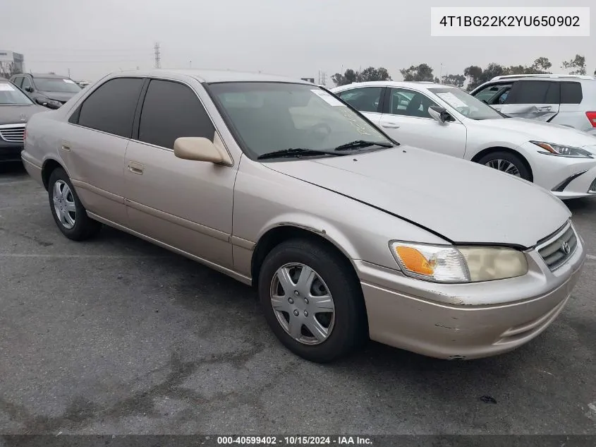 2000 Toyota Camry Le VIN: 4T1BG22K2YU650902 Lot: 40599402