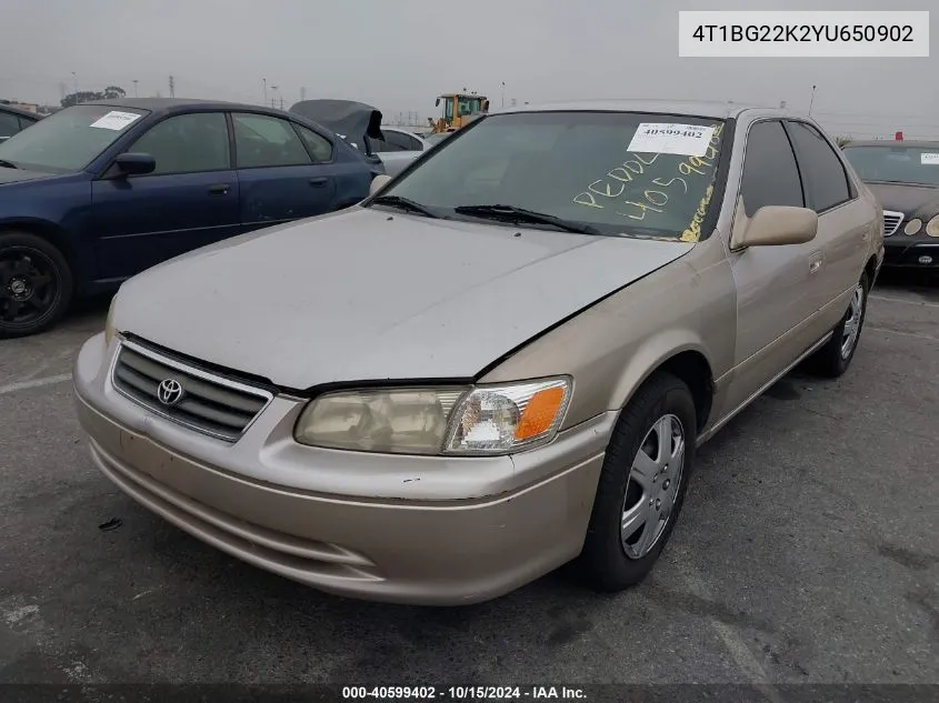 2000 Toyota Camry Le VIN: 4T1BG22K2YU650902 Lot: 40599402