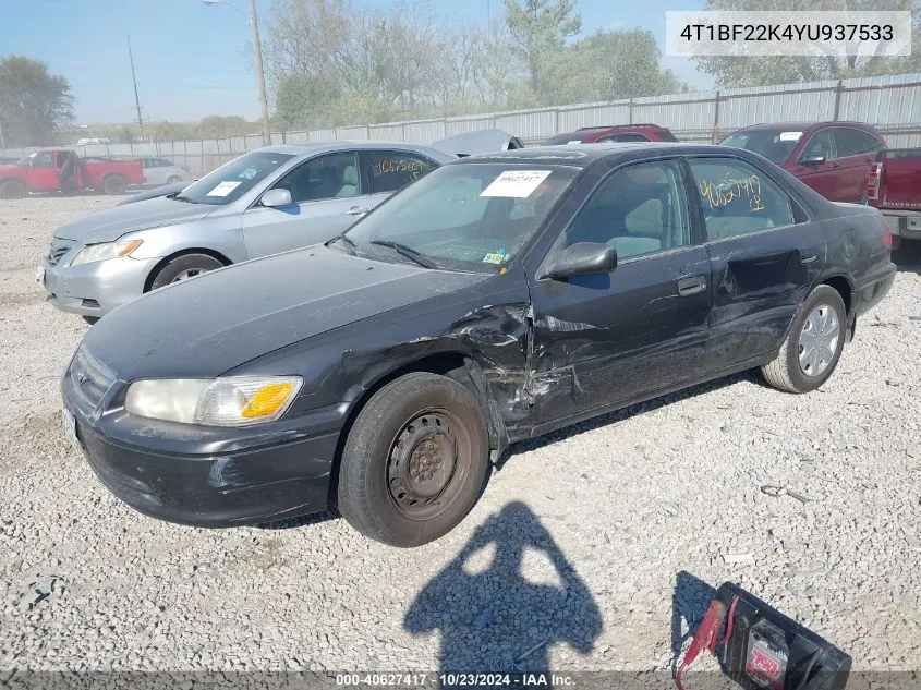 2000 Toyota Camry Le V6 VIN: 4T1BF22K4YU937533 Lot: 40627417