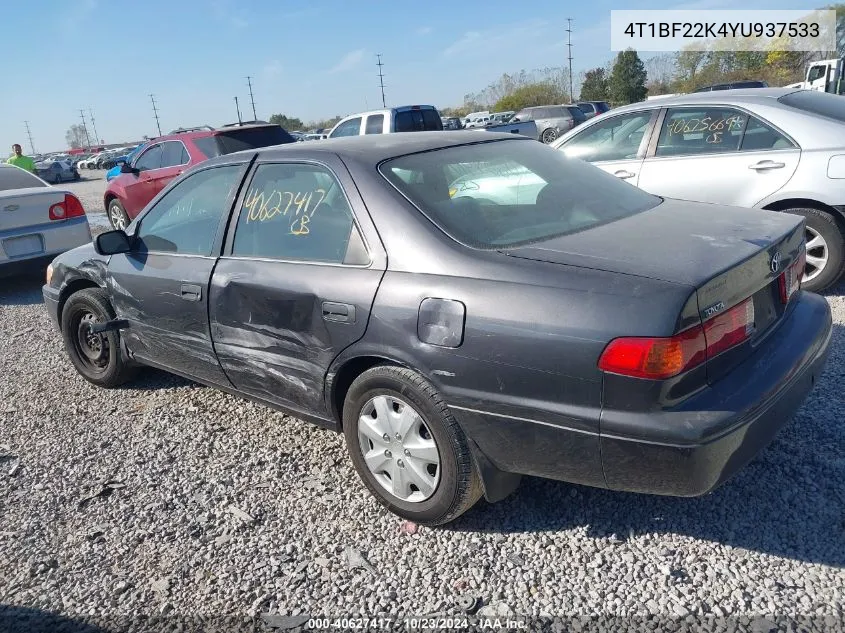 2000 Toyota Camry Le V6 VIN: 4T1BF22K4YU937533 Lot: 40627417