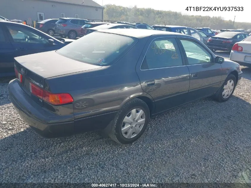 2000 Toyota Camry Le V6 VIN: 4T1BF22K4YU937533 Lot: 40627417