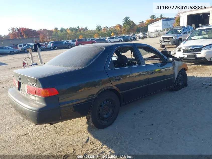 2000 Toyota Camry Le VIN: 4T1BG22K4YU683805 Lot: 40632647