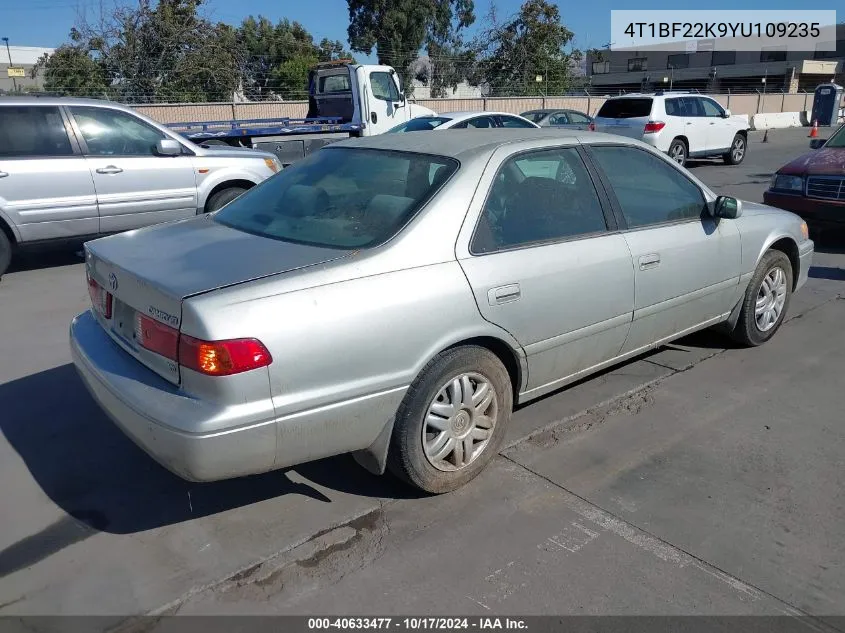 2000 Toyota Camry Le V6 VIN: 4T1BF22K9YU109235 Lot: 40633477