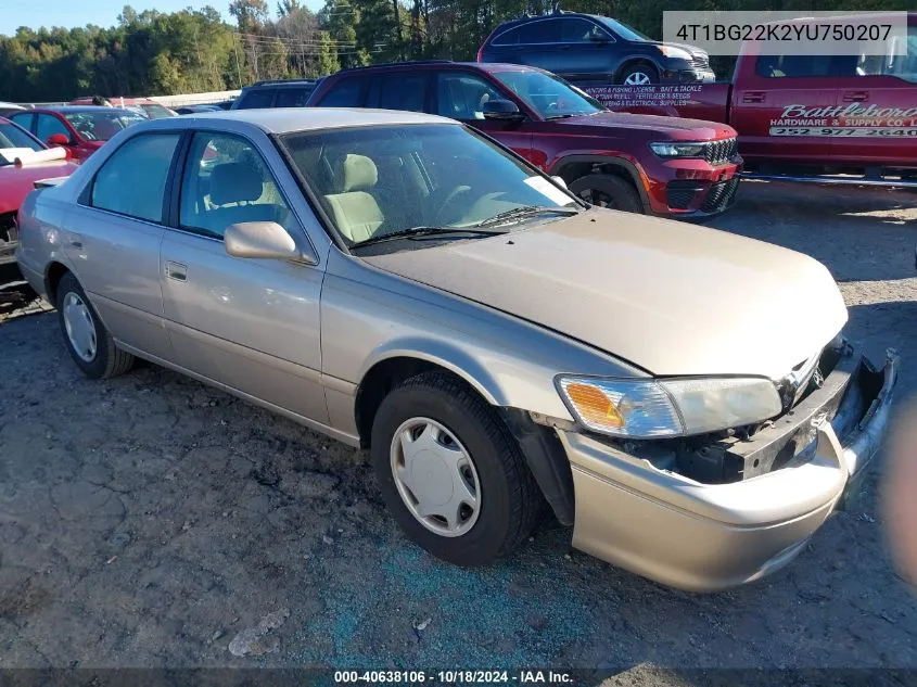 2000 Toyota Camry Ce VIN: 4T1BG22K2YU750207 Lot: 40638106