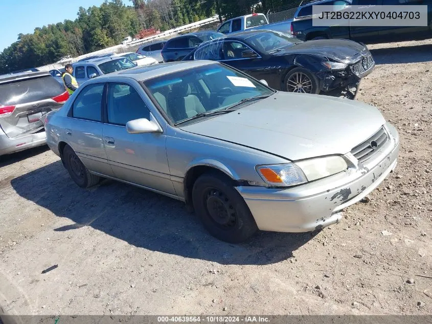 2000 Toyota Camry Le VIN: JT2BG22KXY0404703 Lot: 40639564