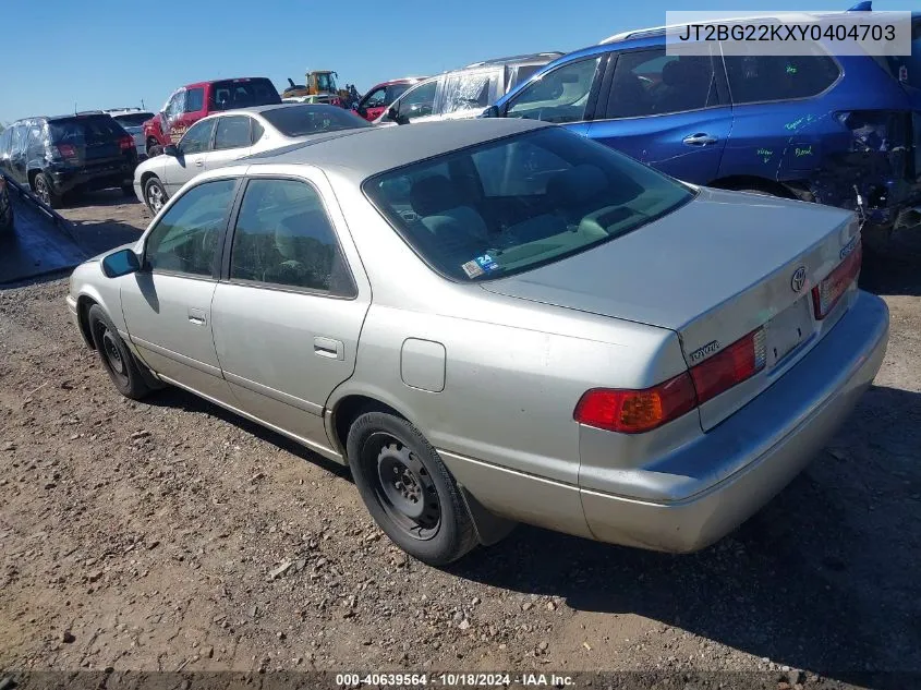 2000 Toyota Camry Le VIN: JT2BG22KXY0404703 Lot: 40639564