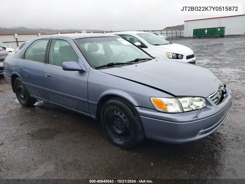 2000 Toyota Camry Ce/Le/Xle VIN: JT2BG22K7Y0515872 Lot: 40645043