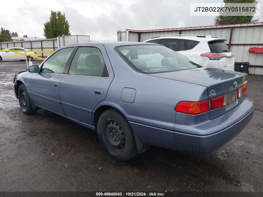 2000 Toyota Camry Ce/Le/Xle VIN: JT2BG22K7Y0515872 Lot: 40645043