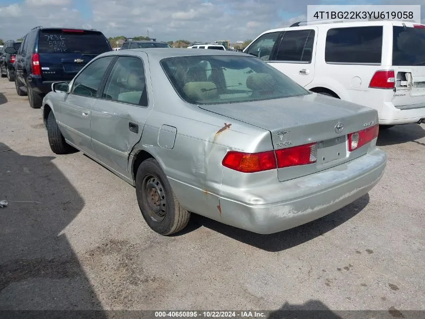 2000 Toyota Camry Ce VIN: 4T1BG22K3YU619058 Lot: 40650895