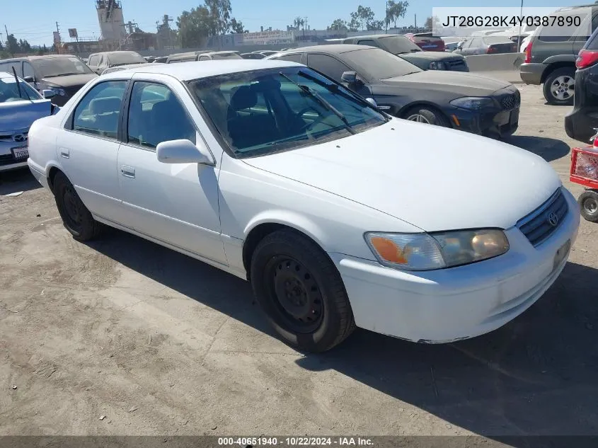 2000 Toyota Camry Le/Xle VIN: JT28G28K4Y0387890 Lot: 40651940