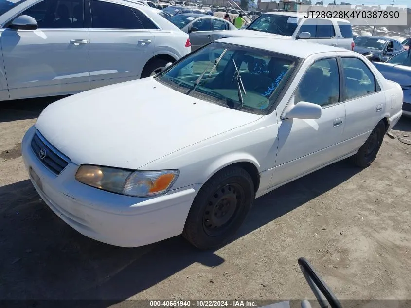 2000 Toyota Camry Le/Xle VIN: JT28G28K4Y0387890 Lot: 40651940