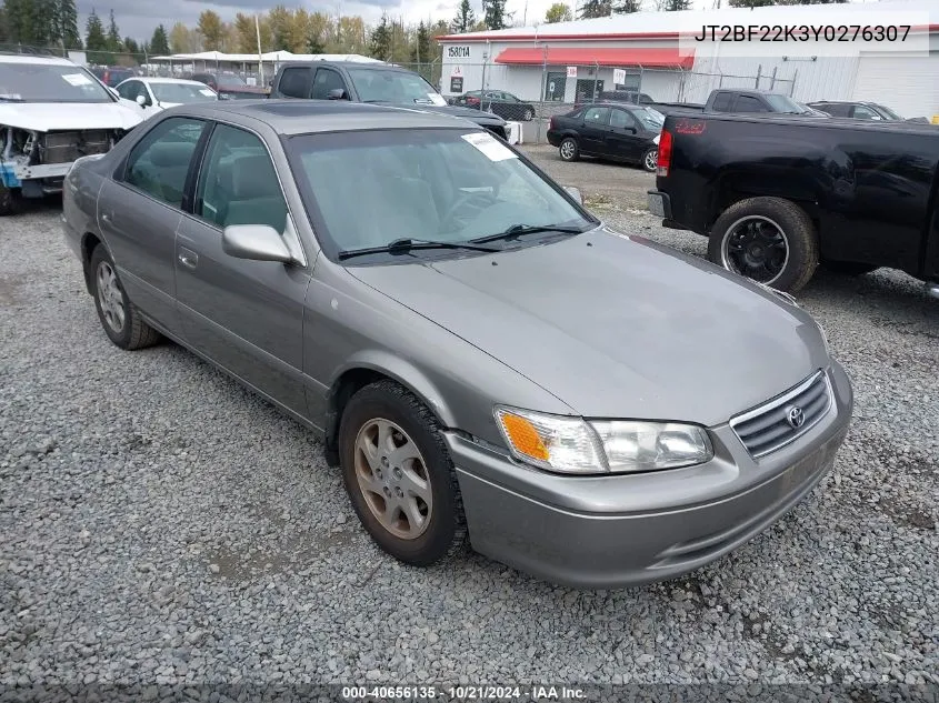 2000 Toyota Camry Le V6 VIN: JT2BF22K3Y0276307 Lot: 40656135