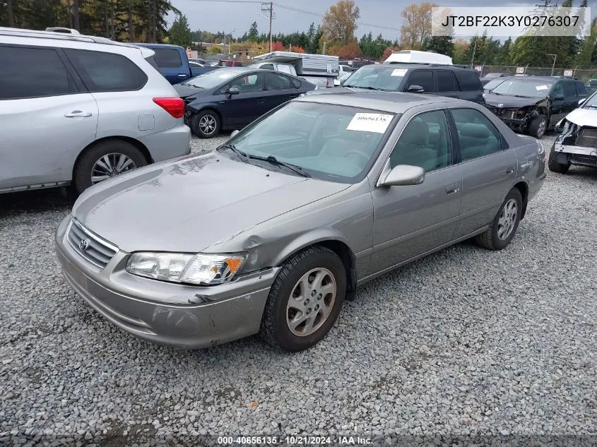 2000 Toyota Camry Le V6 VIN: JT2BF22K3Y0276307 Lot: 40656135