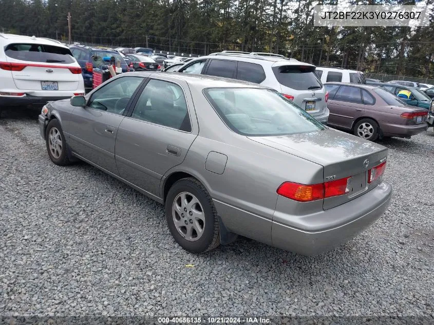 2000 Toyota Camry Le V6 VIN: JT2BF22K3Y0276307 Lot: 40656135