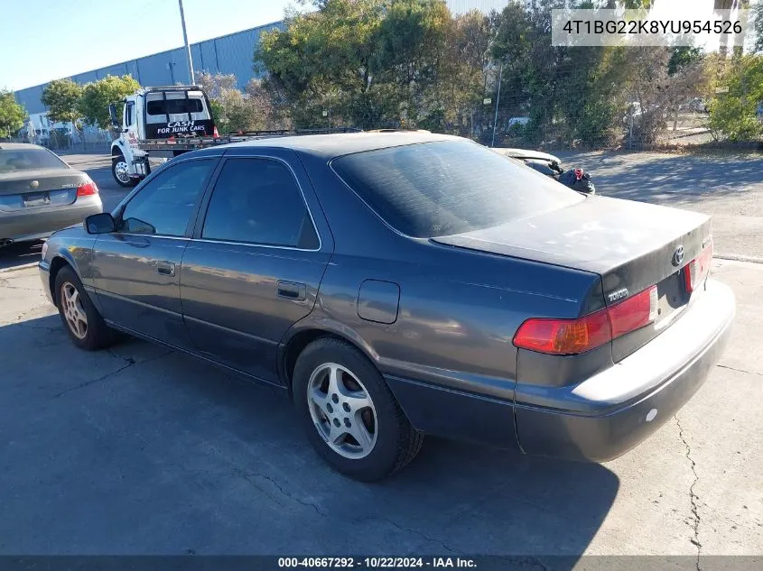 2000 Toyota Camry Ce VIN: 4T1BG22K8YU954526 Lot: 40667292