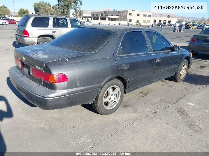 2000 Toyota Camry Ce VIN: 4T1BG22K8YU954526 Lot: 40667292