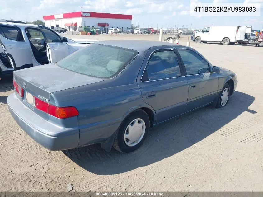 2000 Toyota Camry Ce VIN: 4T1BG22K2YU983083 Lot: 40689125