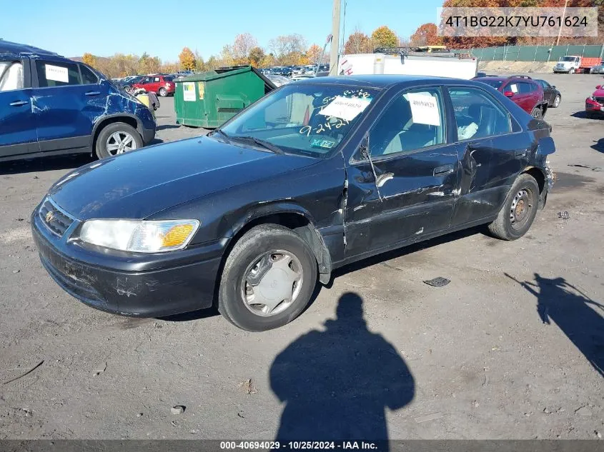 2000 Toyota Camry Ce VIN: 4T1BG22K7YU761624 Lot: 40694029