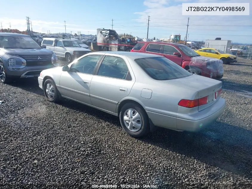 2000 Toyota Camry Le VIN: JT2BG22K7Y0498569 Lot: 40695949