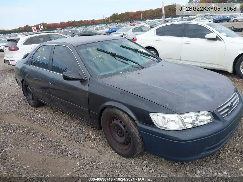 2000 Toyota Camry Le VIN: JT2BG22KXY0518068 Lot: 40696716