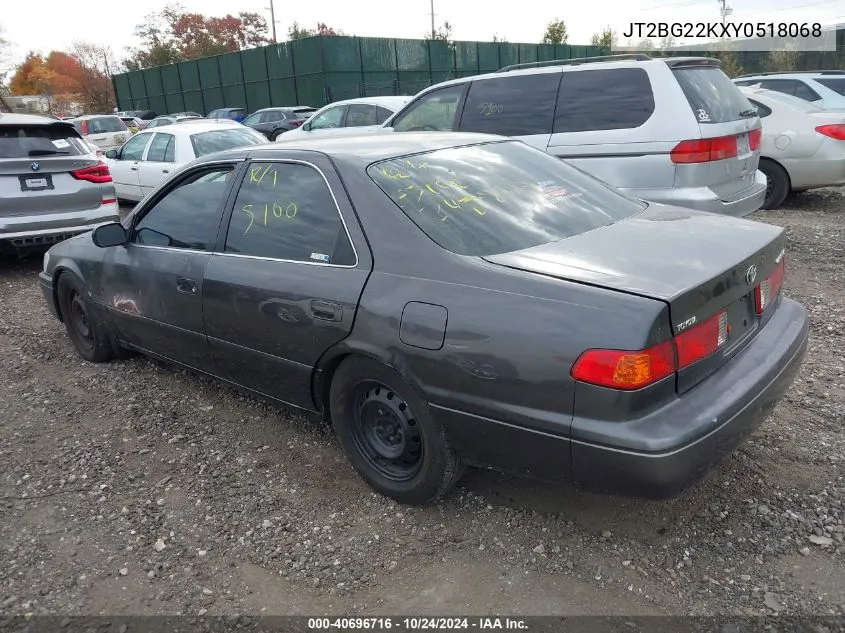 2000 Toyota Camry Le VIN: JT2BG22KXY0518068 Lot: 40696716